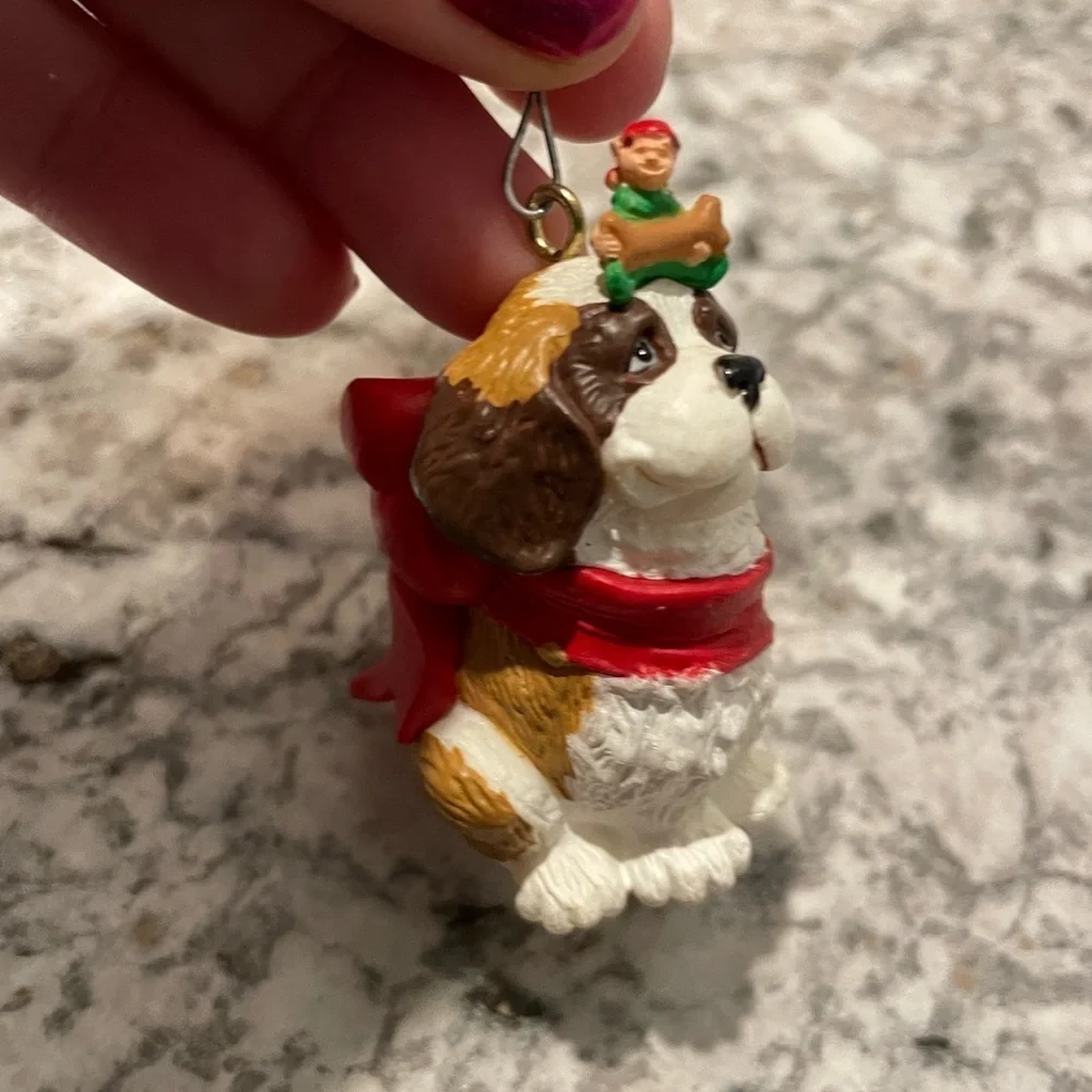 Hallmark Puppy Ornament - Red and Green “puppy’s best friend” St Bernard